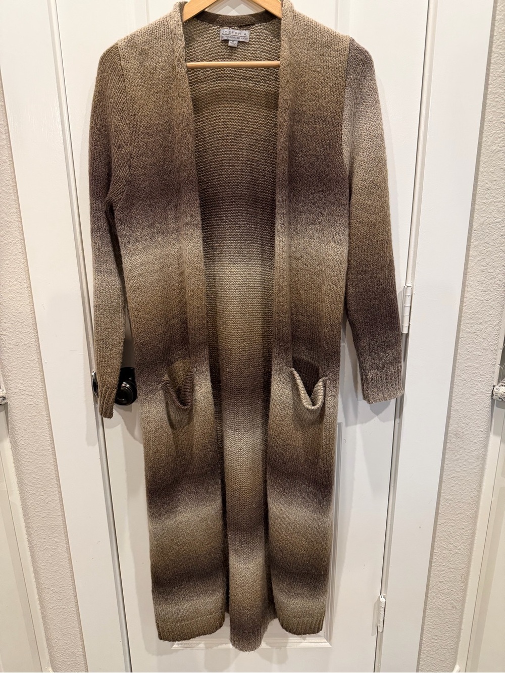 Joseph Ombre Long Open-Front Cardigan Coatigan in Brown/Taupe
